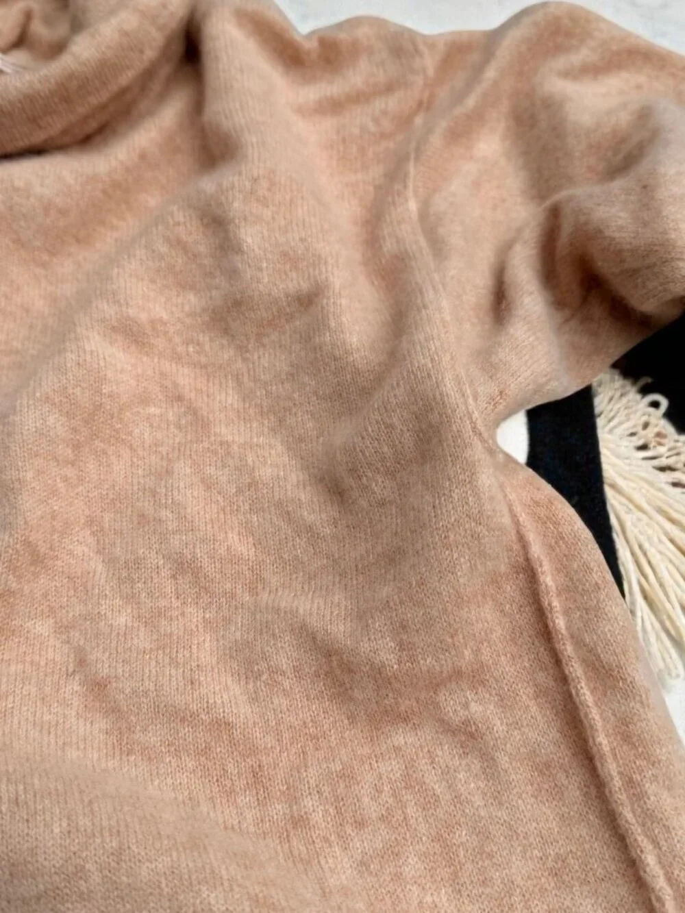 Free People Cozy Tan 100% Cashmere Turtkeneck Sweater Women's Size Medium